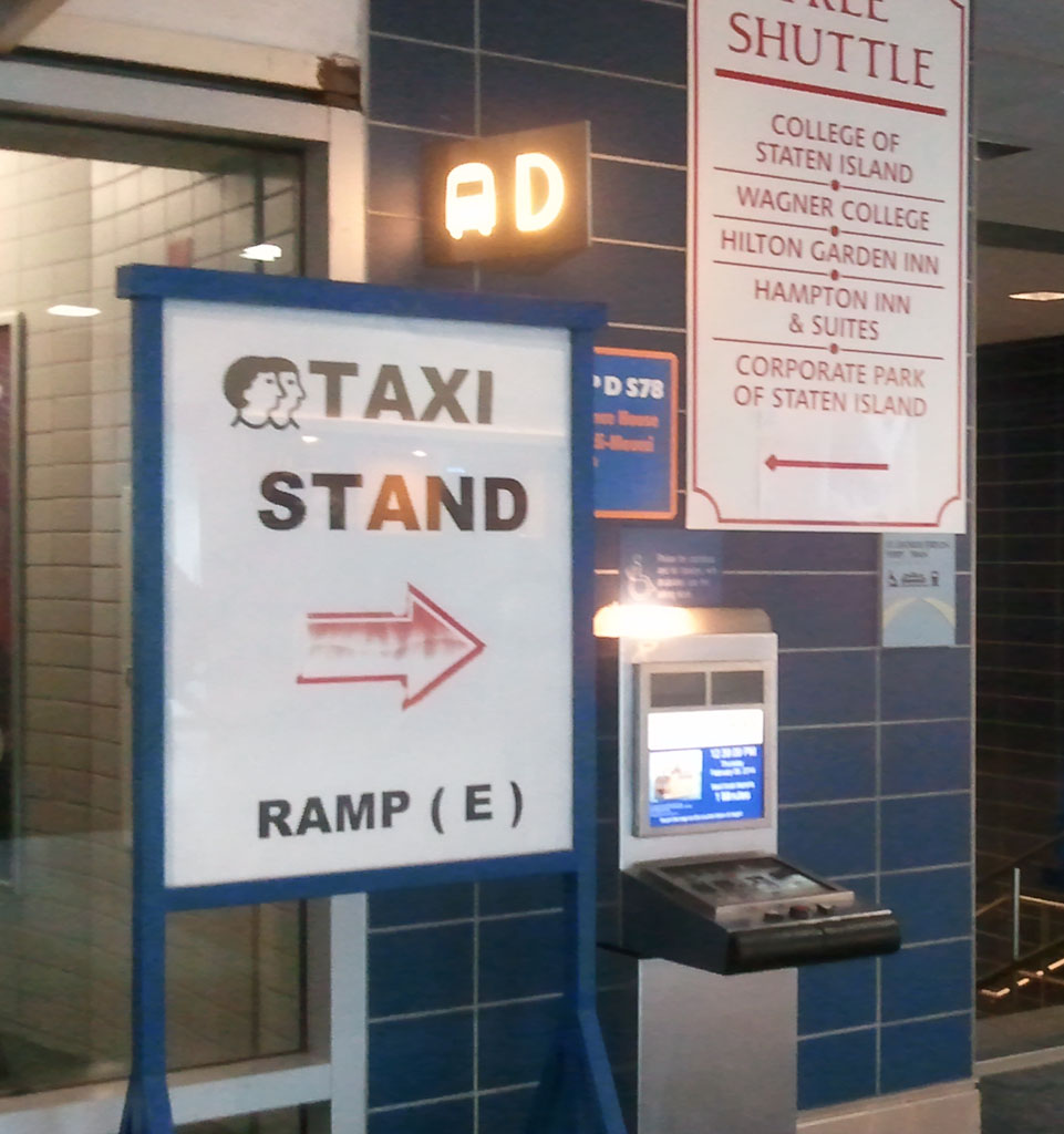 Ferry Terminal lobby, turn right to taxis